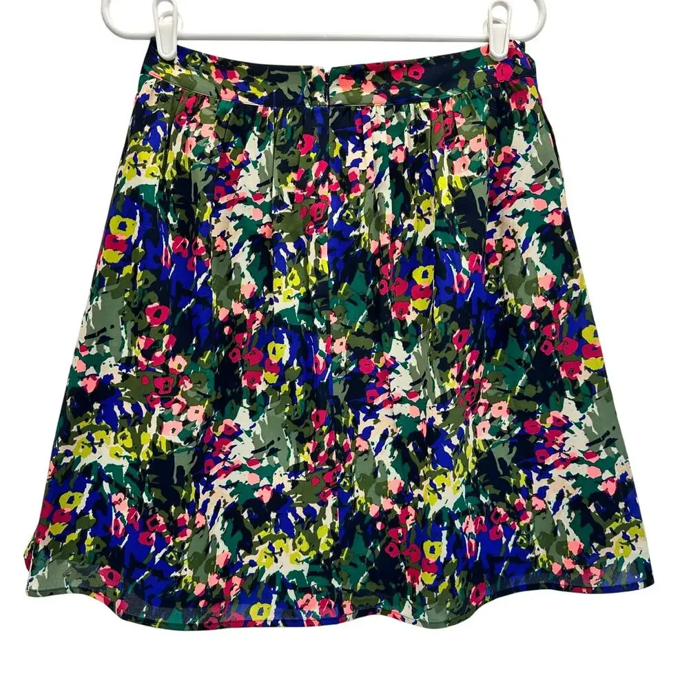 J. Crew Floral Printed A-Line Skirt Size 4 Whimsical Indie Sleaze
